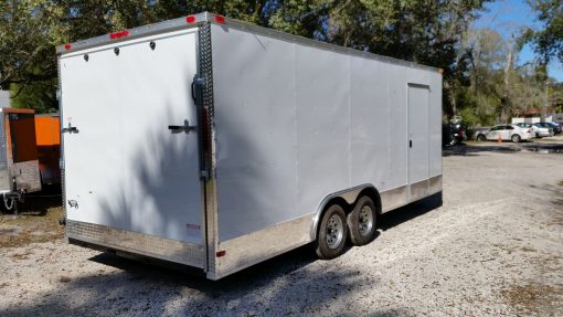 8.5x20 TA Trailer - White, Ramp, Side Door, Extra Height, ATP Wrap