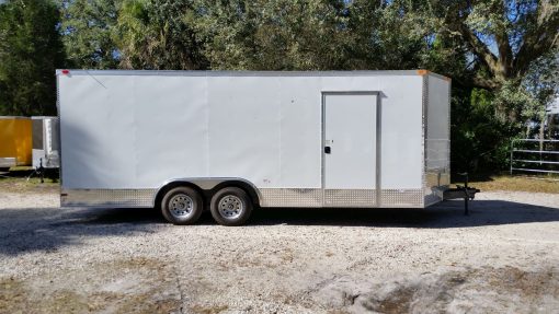 8.5x20 TA Trailer - White, Ramp, Side Door, Extra Height, ATP Wrap