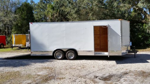 8.5x20 TA Trailer - White, Ramp, Side Door, Extra Height, ATP Wrap