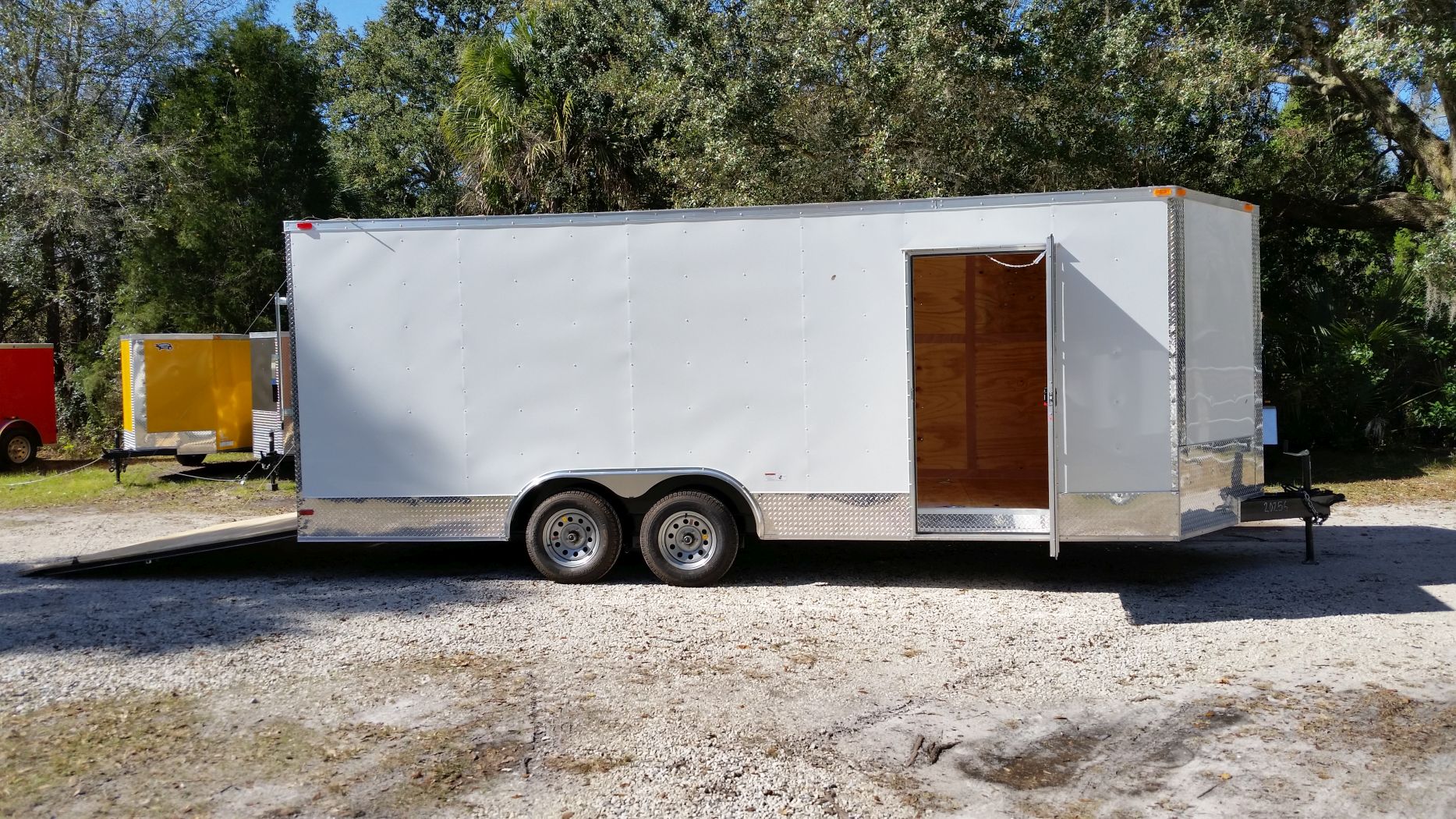 8 5x20 Ta Trailer White Ramp Side Door Extra Height Atp Wrap
