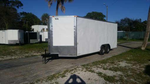 8.5x20 TA Trailer - White, Ramp, Side Door, Extra Height