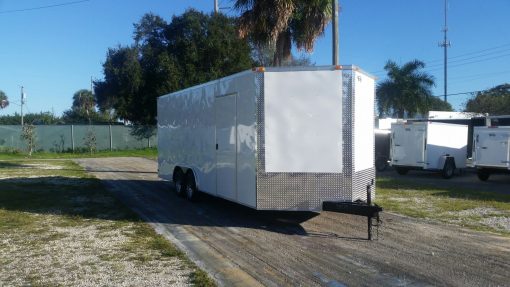 8.5x20 TA Trailer - White, Ramp, Side Door, Extra Height