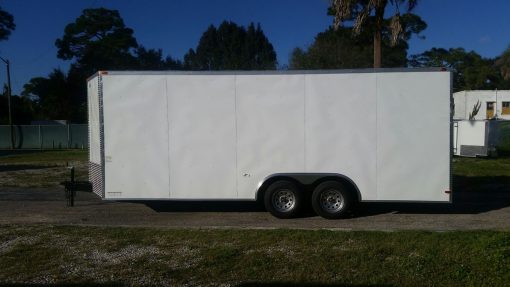 8.5x20 TA Trailer - White, Ramp, Side Door, Extra Height