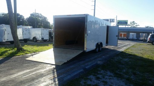 8.5x20 TA Trailer - White, Ramp, Side Door, Extra Height