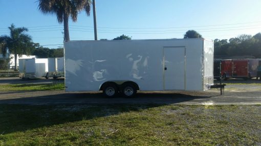 8.5x20 TA Trailer - White, Ramp, Side Door, Extra Height