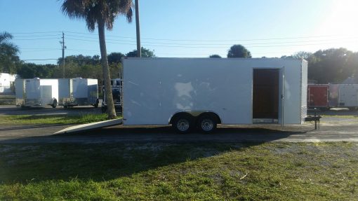 8.5x20 TA Trailer - White, Ramp, Side Door, Extra Height