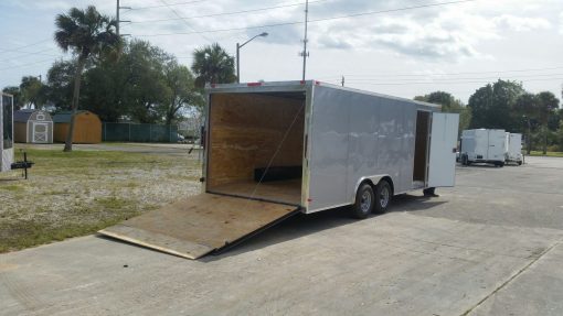 8.5x20 TA Trailer - Silver Frost, Ramp, Side Door, 5K Axles