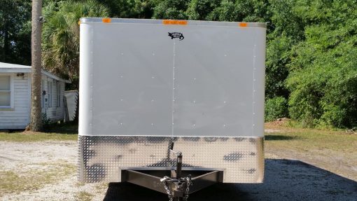 8.5x20 TA Trailer - White, Ramp, Side Door, 5K Axles, Flat Front