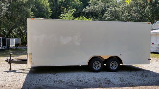 8.5x20 TA Trailer - White, Ramp, Side Door, 5K Axles, Flat Front