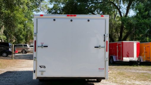 8.5x20 TA Trailer - White, Ramp, Side Door, 5K Axles, Flat Front