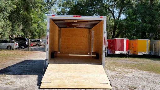 8.5x20 TA Trailer - White, Ramp, Side Door, 5K Axles, Flat Front