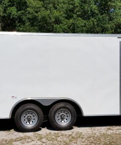 8.5x20 TA Trailer - White, Ramp, Side Door, 5K Axles, Flat Front