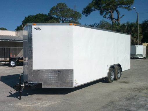 8.5x20 TA Trailer - White, Ramp, Side Door, 5K Axles