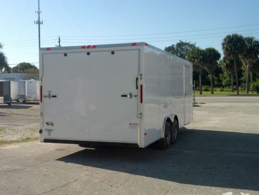 8.5x20 TA Trailer - White, Ramp, Side Door, 5K Axles