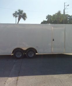 8.5x20 TA Trailer - White, Ramp, Side Door, 5K Axles