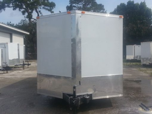 8.5x20 TA Trailer - White, Ramp, Side Door, 5K Axles, Extra Height