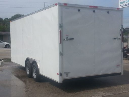 8.5x20 TA Trailer - White, Ramp, Side Door, 5K Axles, Extra Height