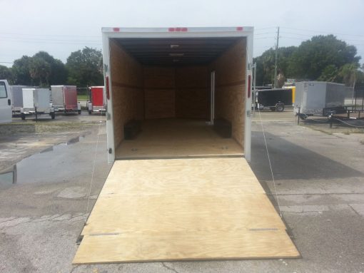 8.5x20 TA Trailer - White, Ramp, Side Door, 5K Axles, Extra Height