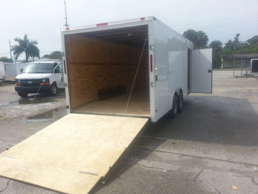 8.5x20 TA Trailer - White, Ramp, Side Door, 5K Axles, Extra Height