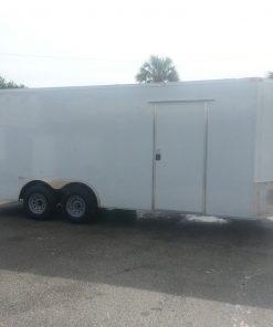 8.5x20 TA Trailer - White, Ramp, Side Door, 5K Axles, Extra Height