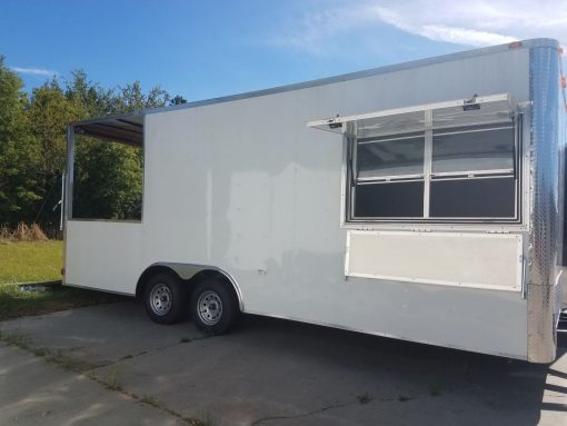 8.5x22 TA Trailer - White, Ramp, Porch, Concession, Electrical, Many Options
