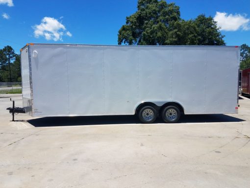 8.5x24 TA Trailer - White, Ramp, Side Door, Extra Height, Bias