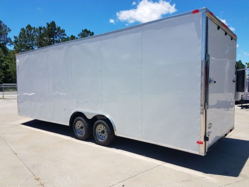 8.5x24 TA Trailer - White, Ramp, Side Door, Extra Height, Bias