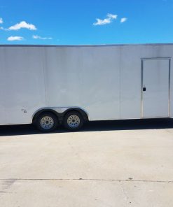 8.5x24 TA Trailer - White, Ramp, Side Door, Extra Height, Bias