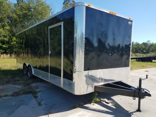 8.5x24 TA Trailer - Black, Ramp, Side Door, 5K Axles, Flat Front, Extra Height