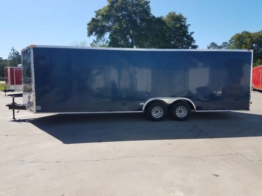 8.5x24 TA Trailer - Blue, Ramp, Side Door, 5K Axles