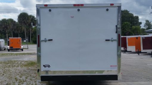 8.5x24 TA Trailer - White, Ramp, Side Door, 5K Axles, Extra Height, Extra Roof Vent