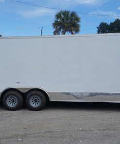 8.5x24 TA Trailer - White, Ramp, Side Door, 5K Axles, Extra Height, Extra Roof Vent