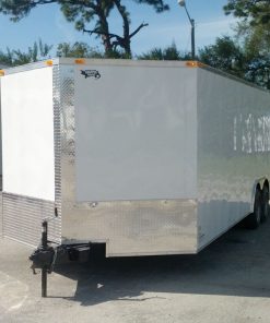 8.5x24 TA Trailer - White, Ramp, Side Door, 5K Axles