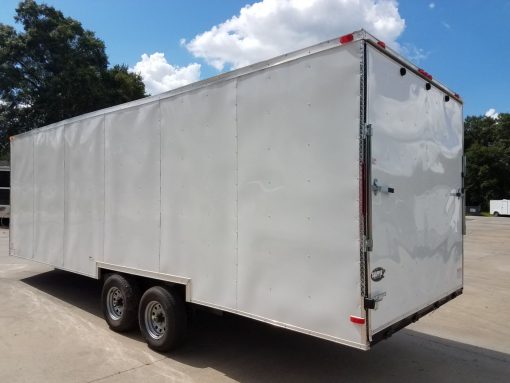 8.5x24 TA Trailer - White, Ramp, Side Door, 5K Axles, Options