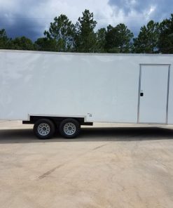 8.5x24 TA Trailer - White, Ramp, Side Door, 5K Axles, Options