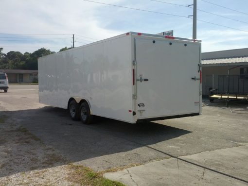 8.5x24 TA Trailer - White, Ramp, Side Door, 5K Axles