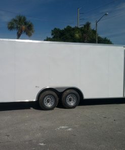 8.5x24 TA Trailer - White, Ramp, Side Door, 5K Axles