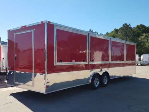 8.5x28 TA Trailer - Red, Concession Doors, AC, Electrical, Many Options