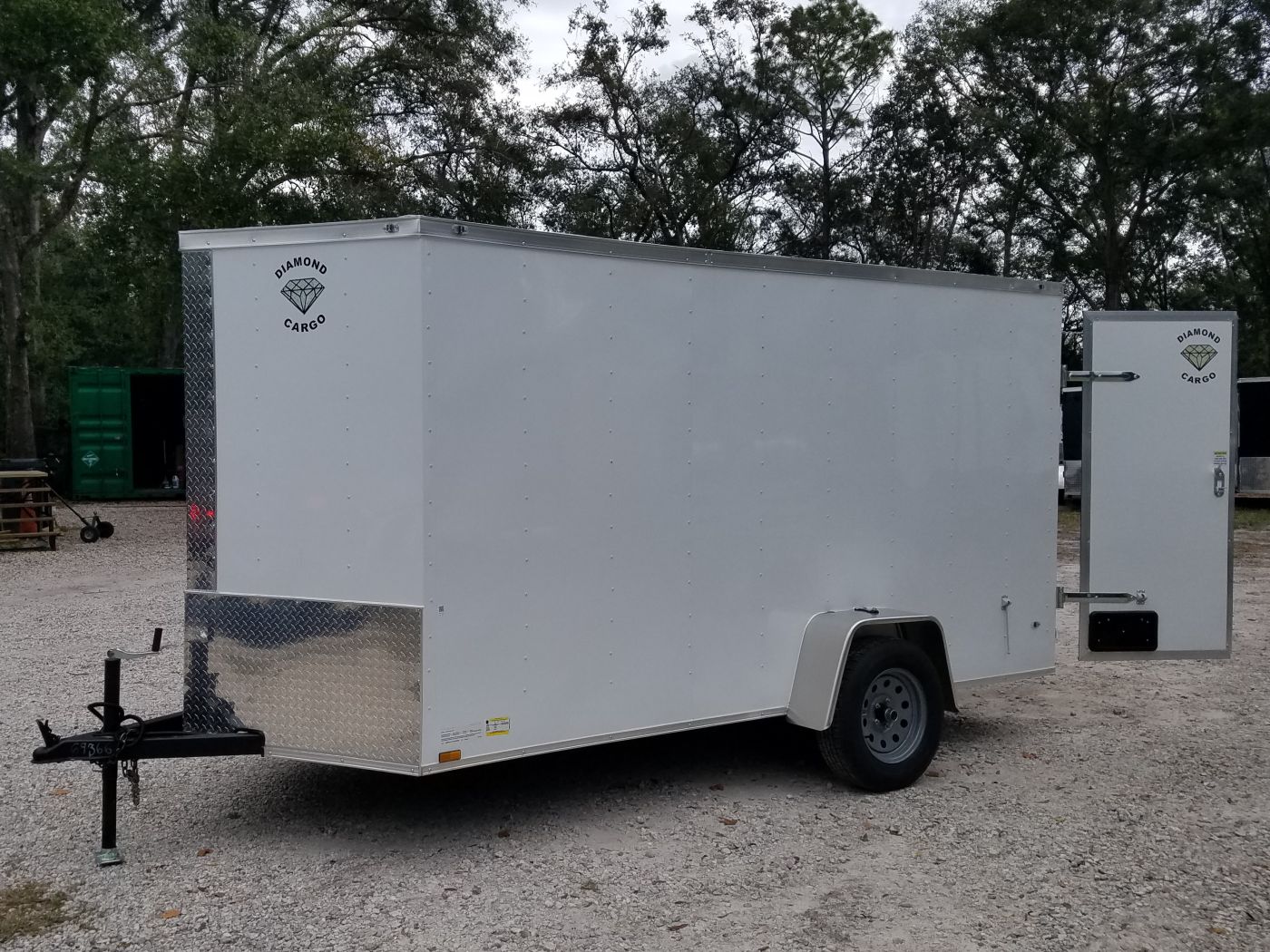 Diamond Cargo 6x12 SA Trailer - White, Barn Doors, Side Door, Extra Height - Image 2