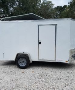 Diamond Cargo 6x12 SA Trailer - White, Barn Doors, Side Door, Extra Height