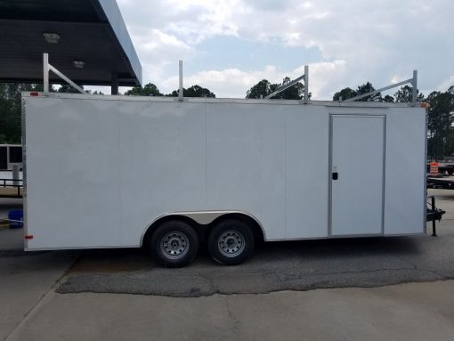 South Georgia Cargo 8.5x20 TA Trailer - White, Ramp, Side Door, 5K Axles,  Walk-On Roof, Ladder Racks