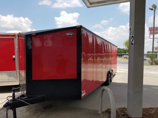 South Georgia Cargo 8.5x24 TA Trailer - Red, Ramp, Side Door, 5K Axles, Blackout Package
