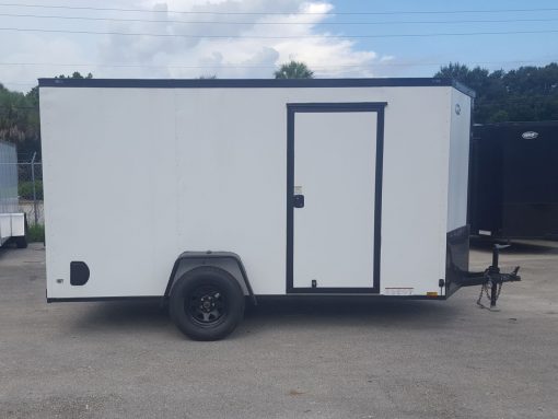 Diamond Cargo 6x12 SA Trailer - White Embossed, Ramp, Side Door, Extra Height, Blackout Package