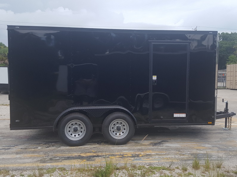 Diamond Cargo 7x14 TA Trailer - Black, Ramp, Side Door, Extra Height, Blackout
