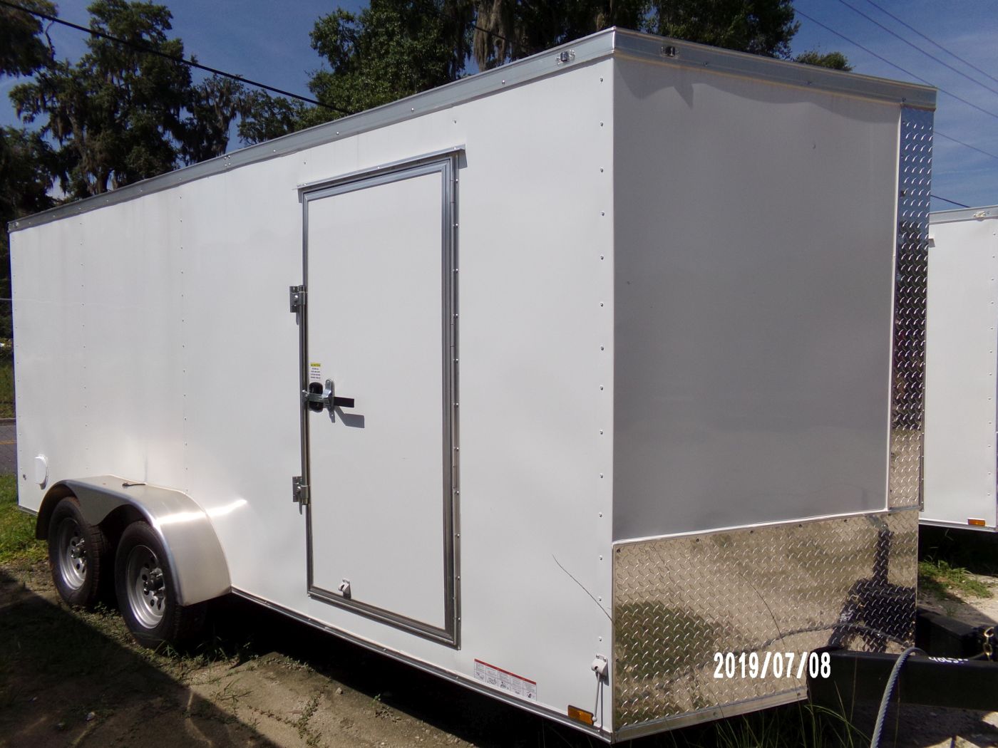 Diamond Cargo 7x16 TA Trailer - White, Ramp, Side Door, Extra Height - Image 13