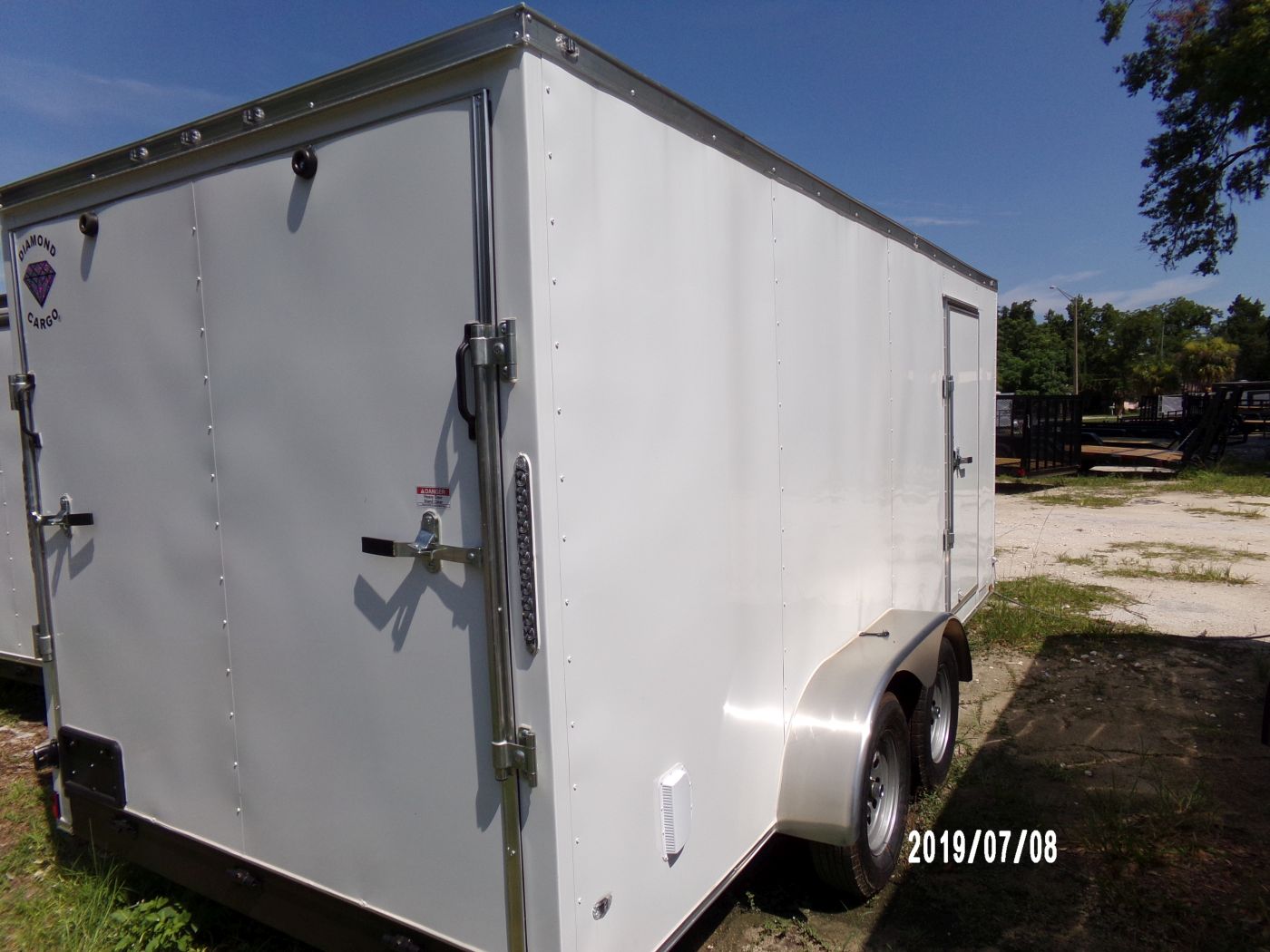 Diamond Cargo 7x16 TA Trailer - White, Ramp, Side Door, Extra Height - Image 9