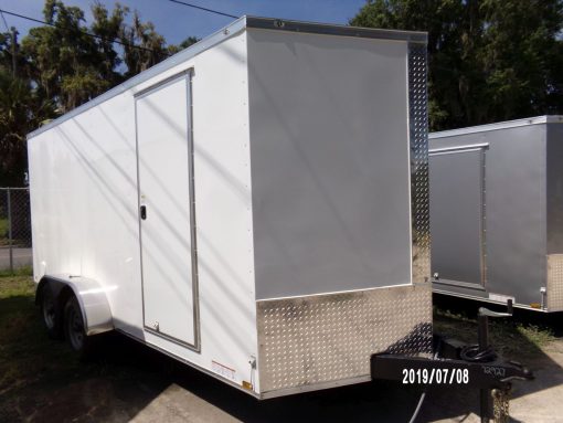 Diamond Cargo 7x16 TA Trailer - White, Ramp, Side Door, Extra Height - Image 11