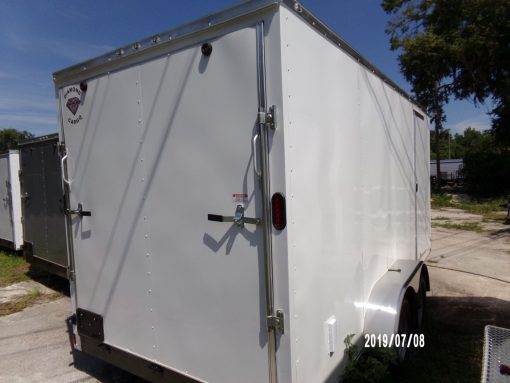 Diamond Cargo 7x16 TA Trailer - White, Ramp, Side Door, Extra Height - Image 8