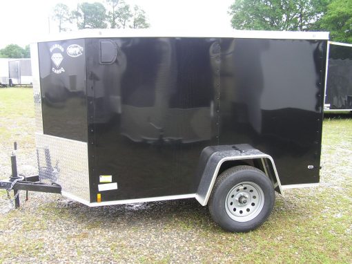 Diamond Cargo 5x8 SA Trailer - White, Rear Ramp, Side Door - Image 3