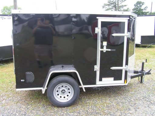 Diamond Cargo 5x8 SA Trailer - White, Rear Ramp, Side Door